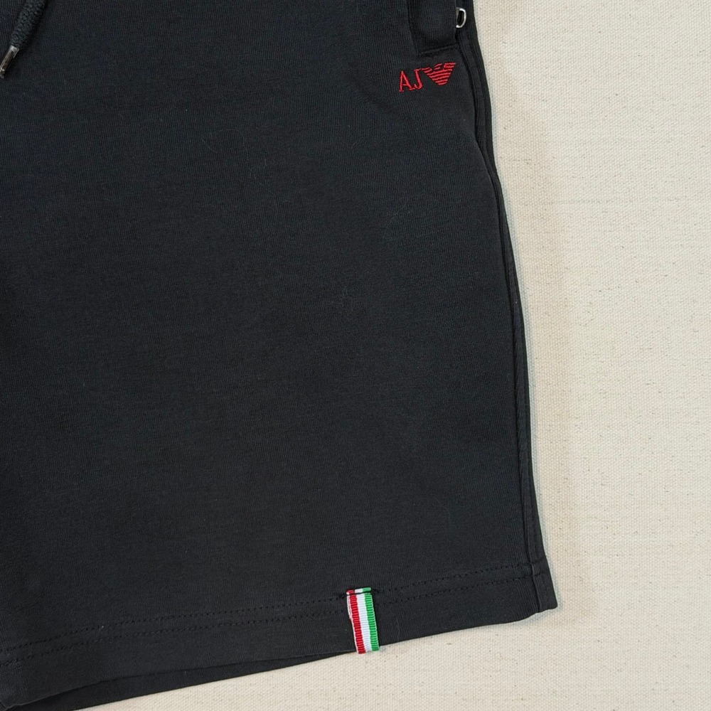 Armani Jeans Mens XXL Slim Fit Large Sweat Shorts Black Italy AJ Logo Drawstring - Picture 9 of 9